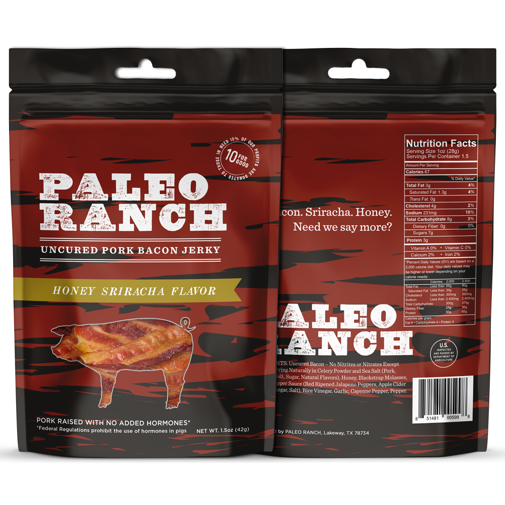 PALEO RANCH Honey Sriracha Bacon Jerky